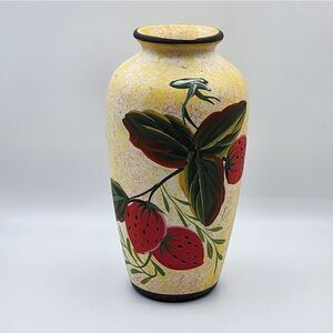 Hand Painted Strawberry Bud Vases Vintage